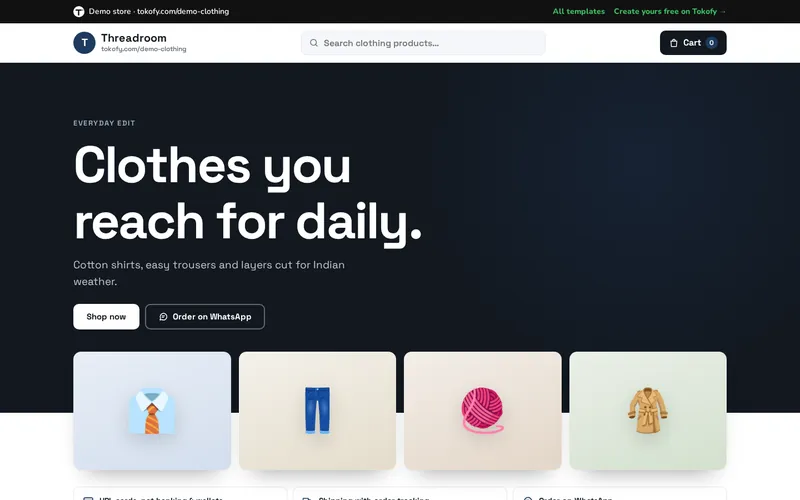 Preview of the Clothing template: Threadroom demo store