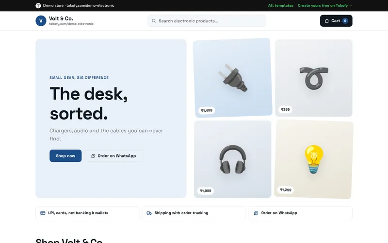 Preview of the Electronic template: Volt & Co. demo store