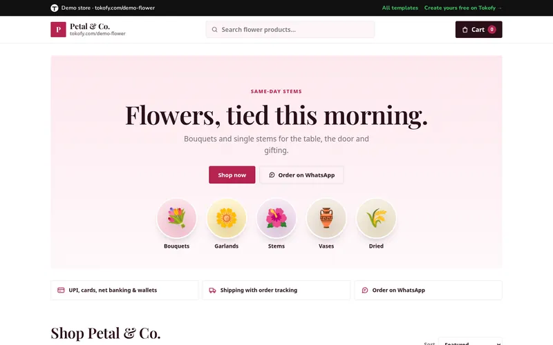 Preview of the Flower template: Petal & Co. demo store