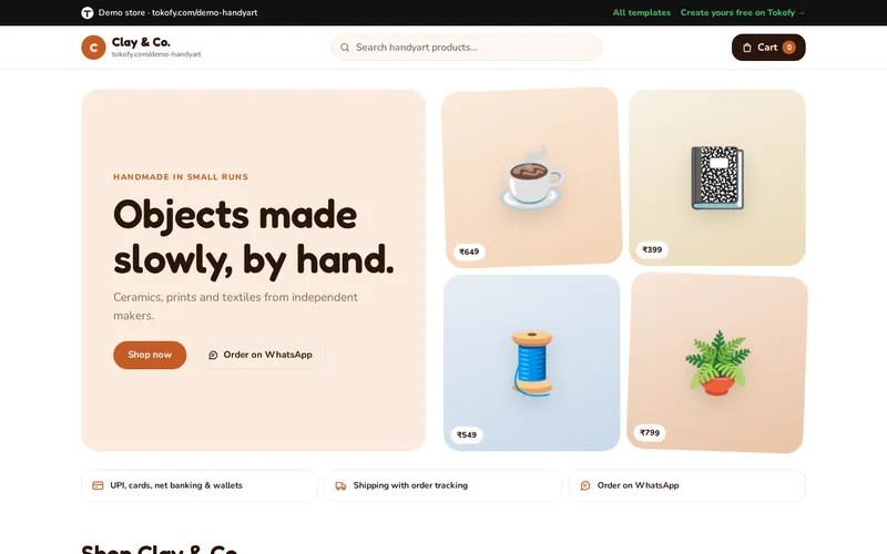 Preview of the HandyArt template: Clay & Co. demo store