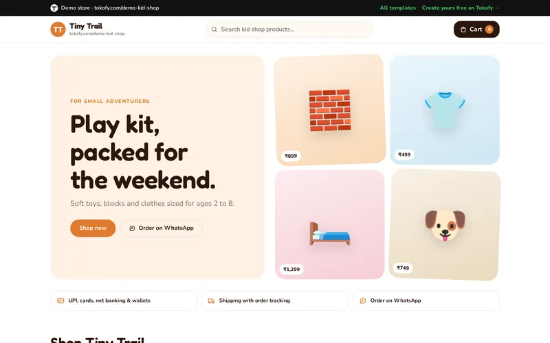 Preview of the Kid Shop template: Tiny Trail demo store